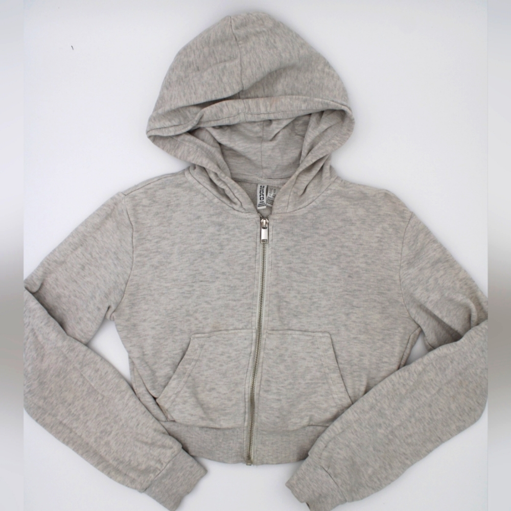 Juniors Gray Hooded Full-Zip Hoodie XS